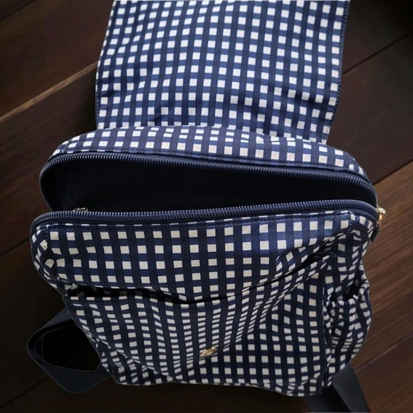 Tory Burch Handbags - Tory Burch Navy and White Checkered Backpack